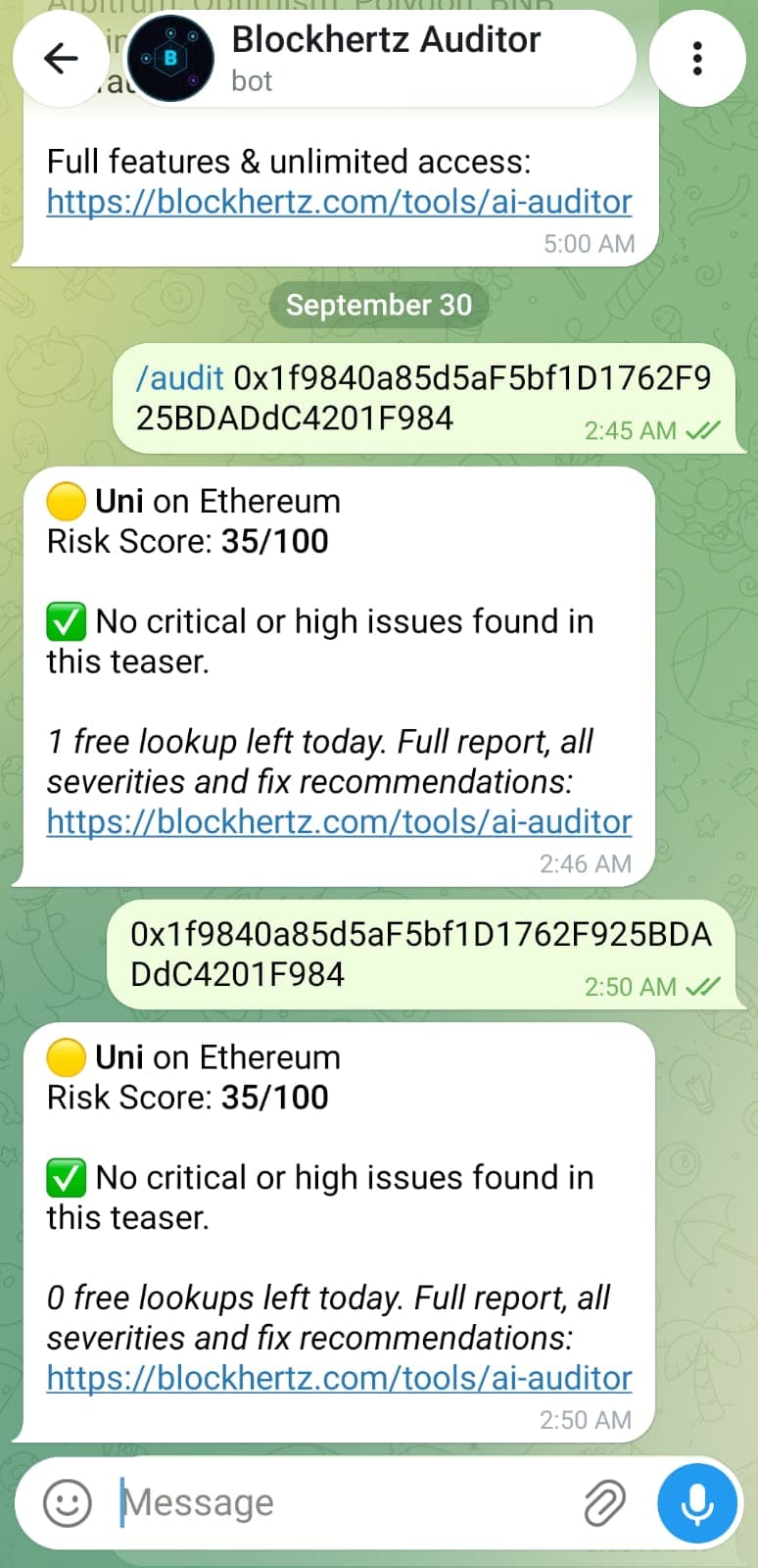 We Built a Free Smart Contract Audit Bot for Telegram
